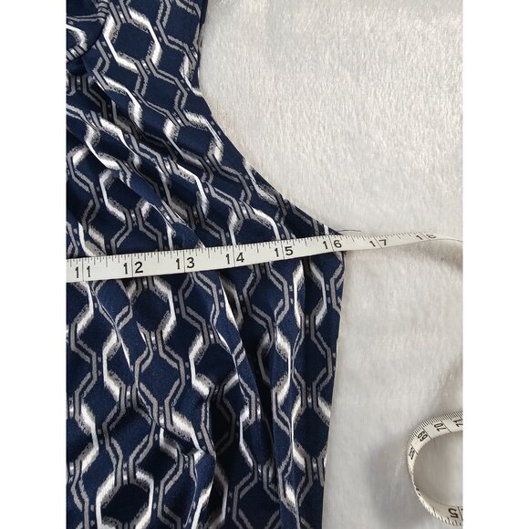 PerSeption Concept Sleeveless Blue/White Print Pullover High Neck Top-SZ SM - Picture 4 of 7